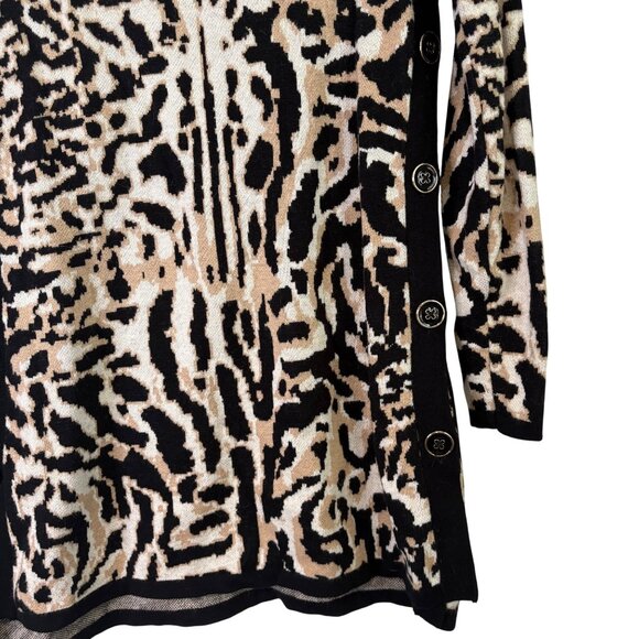 Chicos Animal Print Mock Neck Cashmere Blend Tunic Sweater With Side Buttons Siz - Picture 5 of 14